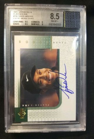 2001 Upper Deck Players Ink Tiger Woods Bgs 8.  5/10 Auto Rc Plus Bgs 10 And.