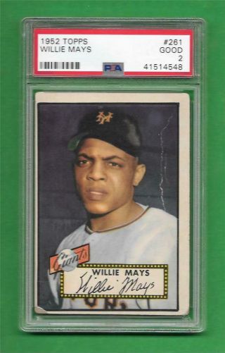 1952 Topps 261 Willie Mays Psa Good 2 York Giants Old Baseball Card