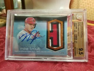 2018 Topps Dynasty Mike Trout On Card Auto/patch /5 Gem 9.  5 With 10 Auto