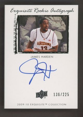 2009 - 10 Ud Exquisite 45 James Harden Thunder Rc Rookie On Card Auto 136/225