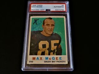 Max Mcgee 1959 Topps 4 Autographed Rc Packers Bowl I & Ii Auto Psa/dna
