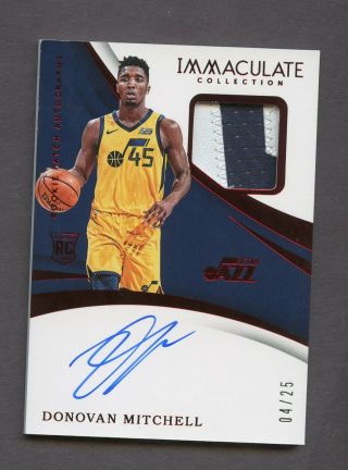 2017 - 18 Immaculate Red Donovan Mitchell Jazz Rpa Rc Patch Auto /25