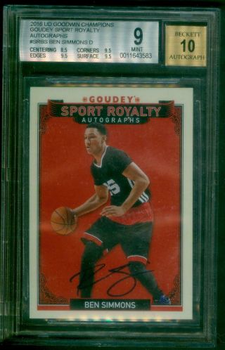 Ben Simmons 2016 Ud Goodwin Champions Goudey Sport Royalty Rookie Rc Auto Bgs 9