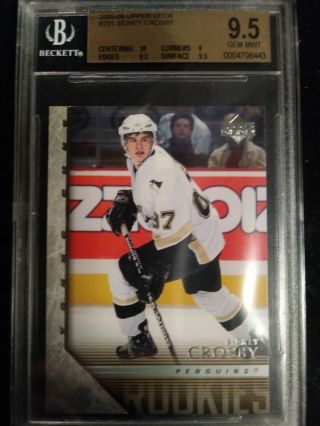 2005 - 06 Upper Deck 201 Sidney Crosby Young Guns Bgs 9.  5 W10 Pittsburgh Penguins