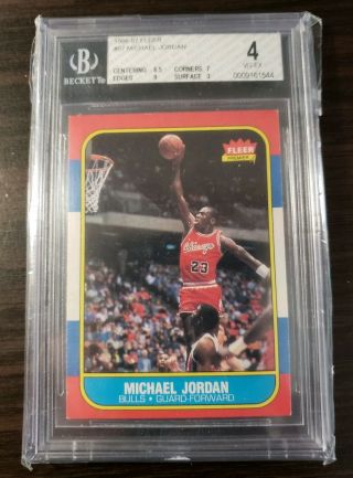 Michael Jordan 1986 - 87 Fleer 57 Beckett Bgs 4