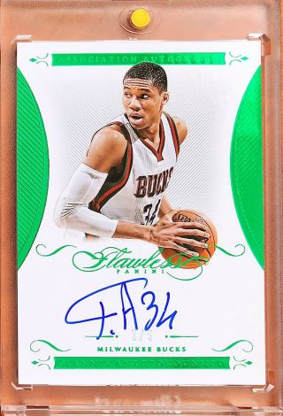 2014 - 15 Flawless Giannis Antetokounmpo 2nd Year Rc Rookie Auto Emerald /5 Mvp