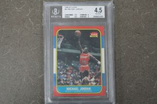 Michael Jordan 1986 - 87 Fleer 57 Rookie Card Bgs 4.  5