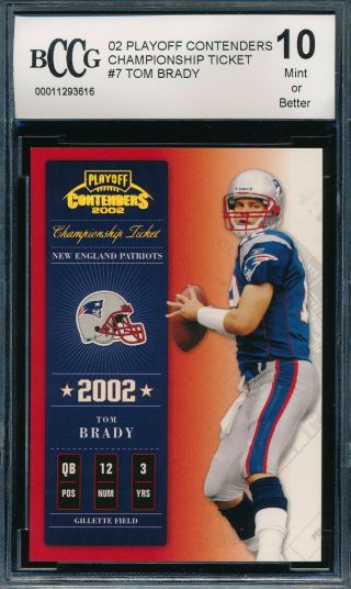 Tom Brady 2002 Playoff Contenders Championship Ticket /250 Bccg 10 Card 7 Bgs