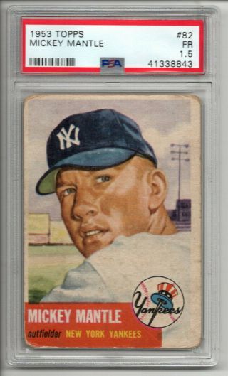 Mickey Mantle 1953 Topps 82 York Yankees Graded Psa 1.  5