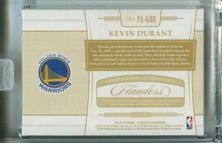 2018 - 19 Panini Flawless Kevin Durant Green Patch Auto /5 2