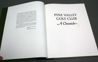 PINE VALLEY (Jersey) GOLF CLUB A CHRONICLE 1982 Hardcover 1st Edition 2