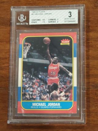 1986 Fleer Michael Jordan Rookie Card 57 Beckett Bgs Very Good 3