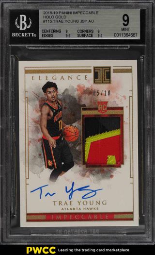 2018 Panini Impeccable Holo Gold Trae Young Rookie Auto Patch /10 Bgs 9 (pwcc)