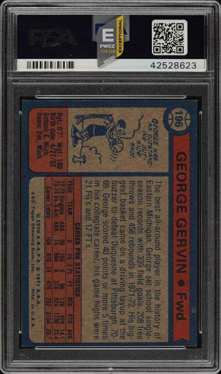 1974 Topps Basketball George Gervin ROOKIE RC 196 PSA 9 (PWCC - E) 2