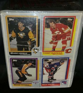 1986 - 87 Topps Hockey Wax Box 36 Packs GAI 8.  5 shrink wrapped LEMIEUX 2