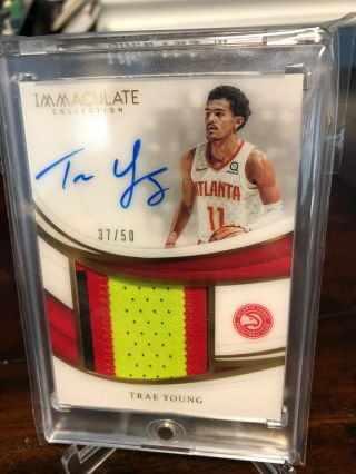 18 - 19 Immaculate Trae Young Rpa /50 Rc Hawks 3 Clr Rookie Mvp Nba