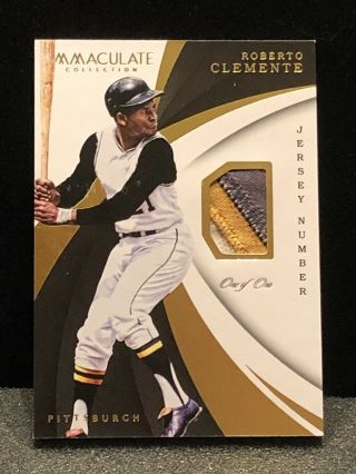 1/1 Roberto Clemente 2018 Immaculate Jersey Number Patch 3 Color Pirates