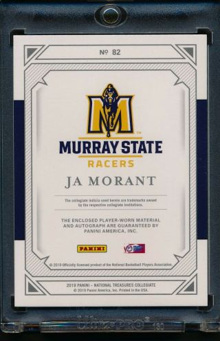 2019 - 20 National Treasures Ja Morant RPA RC Patch AUTO GOLD 04/10 2