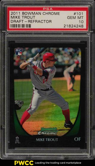 2011 Bowman Chrome Draft Refractor Mike Trout Rookie Rc 101 Psa 10 Gem (pwcc)