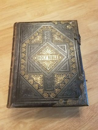 Holy Bible John Brown 1835 Large Bible Leather And Gilded With Color Lithographs