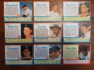 1962 Post Cereal Baseball Card Complete Set Of 200 W/ Mantle Mays Aaron Clemente