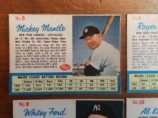 1962 Post Cereal Baseball Card Complete Set of 200 w/ Mantle Mays Aaron Clemente 3