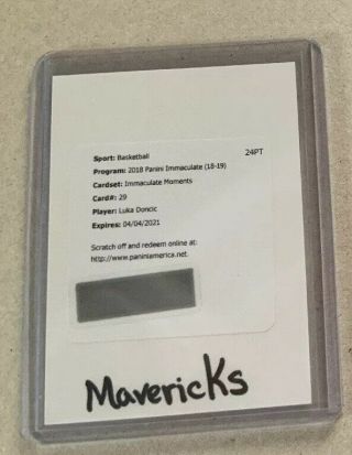 Luka Doncic 2018 - 19 Immaculate Moments Rc Auto /99 Redemption
