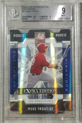 Mike Trout 2009 Donruss Elite Extra Edition Aspirations Rc 149/200 Bgs 9