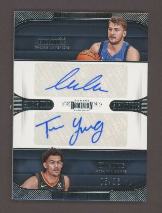 2018 - 19 Panini Dominion Luka Doncic Trae Young Rc Rookie Dual Auto /25