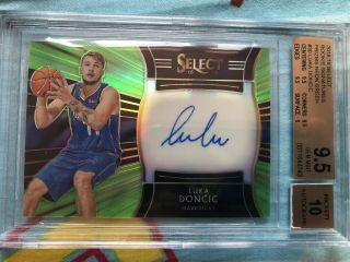 2018 Select Neon Green Prizms Luka Doncic Rookie Rc Auto /99 30 Bgs 9.  5