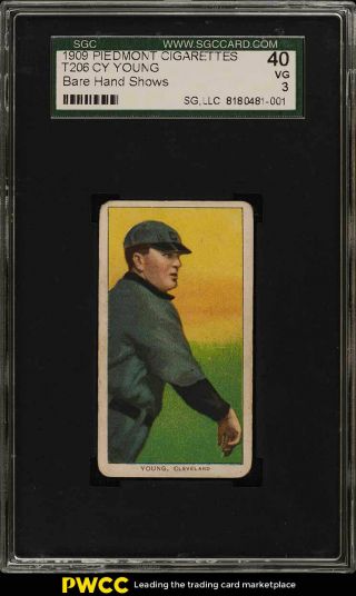 1909 - 11 T206 Cy Young Bare Hand Shows Sgc 3 Vg (pwcc)