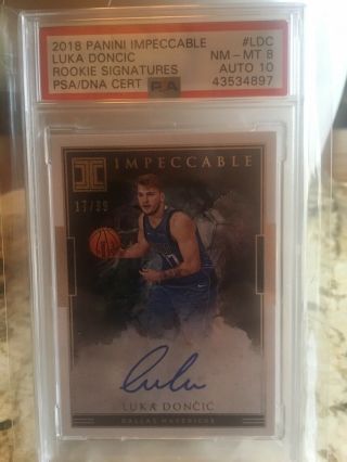 2018 - 19 Impeccable Luka Doncic On Card Rookie Auto /99