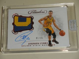 2018 - 19 Panini Flawless Ruby Patch Autograph Auto Stephen Curry 01/15