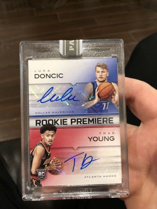 Wow Rare 2018 - 2019 Rookie Premiere Dual Auto Luka Donic And Trae Young 1 Of 5