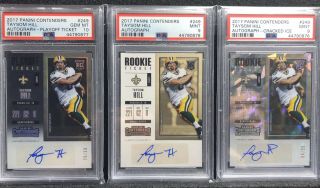 2017 Playoff Contenders Cracked Ice /25 Playoff /99 Taysom Hill Rookie Auto Psa