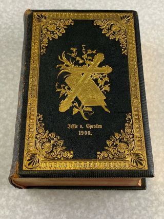 Antique 1899 German Bible Die Bibel Heilige Schrift Martin Luthers Leather Y3