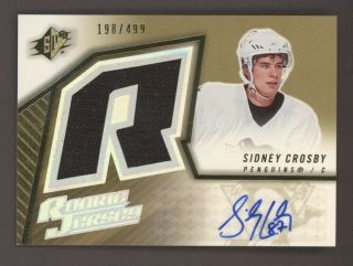 2005 - 06 Ud Spx Sidney Crosby Penguins Rc Rookie Jumbo Jersey Auto /499