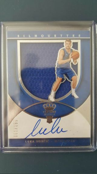 2018 - 19 Crown Royale Luka Doncic Silhouettes Rc Jersey Auto /199 Mavericks Hot