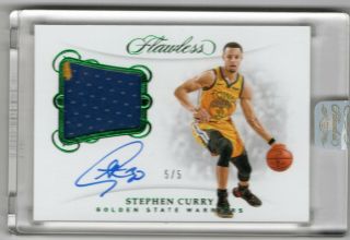 2018 - 19 Flawless Basketball Stephen Curry Patch Auto Emerald 5/5 Warriors [jd]