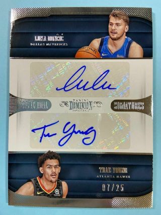 2018 - 19 Panini Dominion Luka Doncic Trae Young Dual Rookie Autograph Auto 07/25