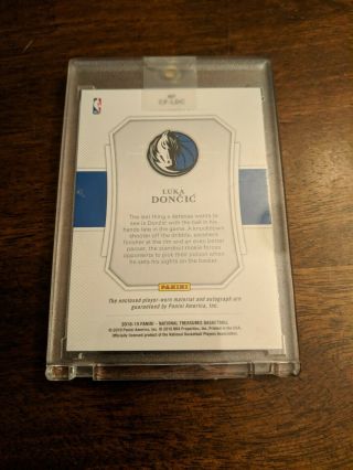 2018 - 19 National Treasures Luka Doncic Clutch Factor Rookie Jersey Auto 20/99 2