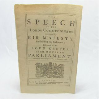 1758 Speech Of The Lords Commissioners Seven Years War