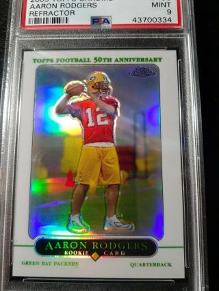 2005 Topps Chrome Refractor 190 Aaron Rodgers Packers Rc Rookie Psa 9 Rare