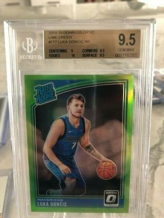 Luka Doncic 2018 - 19 Panini Optic Rated Rookie Lime Green Prizm /149 Sp Bgs 9.  5