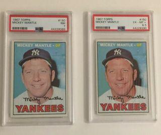 1967 Topps Mickey Mantle 150 Psa 7 Plus Psa 6.  5 Two Cards Or Purchase Seperate