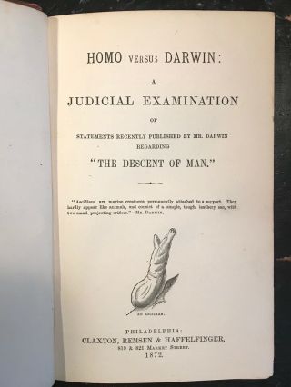 HOMO VERSUS DARWIN - CHARLES DARWIN,  1st/1st U.  S.  Ed 1872 - Descent of Man 3