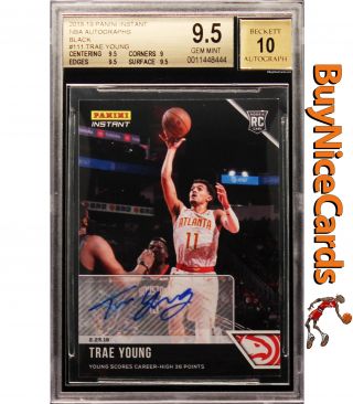 2018 - 19 Trae Young Panini Instant Rc Rookie 111 Auto 1/1 Bgs 9.  5 / 10