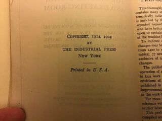 1924 Machinery’s Handbook,  Sixth Edition.  Revised & Enlarged Edition.  Toolmaker 3