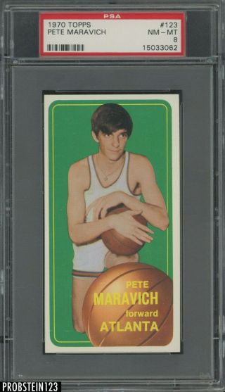 1970 Topps Basketball 123 Pete Maravich Rc Rookie Hof Psa 8 " Sharp Corners "