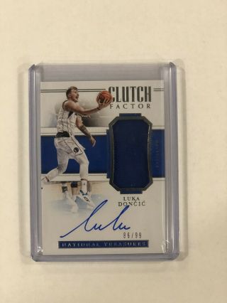 2018 - 19 National Treasures Clutch Factor Rookie Jersey Autograph Luka Doncic /99